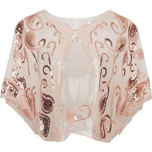 Shawl Wraps Sequin Beaded Evening Cape Bridal Shawl Bolero Flapper Cover Up